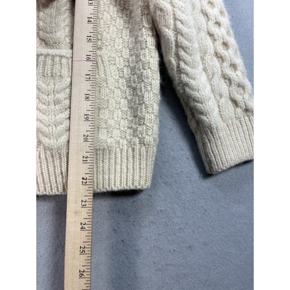 Carraig Donn Ireland Womens M 100% Wool Aran Cable Knit Cardigan Sweater Cream - Picture 10 of 13